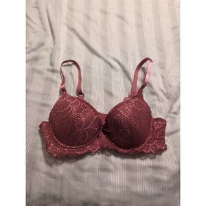 B Luxe Pink Lace Bow Adjustable Strap Padded Underwire Bra Womens 36C